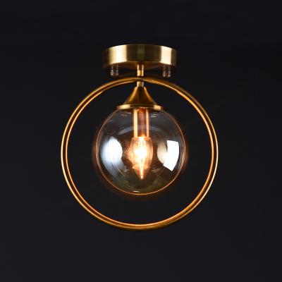 China Retro Outdoor Mounted Industrial Glass Ball Ceiling Lamp For Aisle Hallway Round Led Celling Light Fixtures Modern Ceiling Led Indoor Light for sale