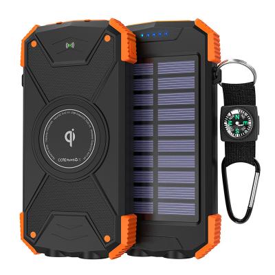 China High Quality Solar Panel Charging Travel Phone Charger Portable Waterproof Solar Wireless Power Bank 10000Mah for sale