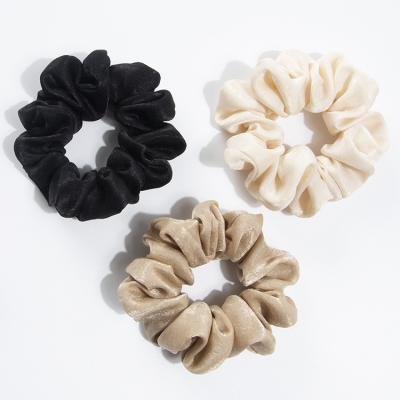 China Wholesale hotselling new color YIWUChidu 3pcs/set natural satin hair scrunchie fashion stretch hair scrunchie silk set for sale