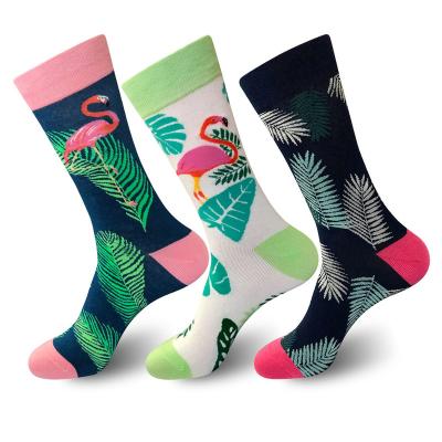 China Sporty Men Women Unisex Flamingo Cotton Tropical Socks Fashion Coloful Crew Socks for sale