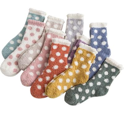 China New Winter Sports Women Warm Socks Comfortable Cute Pokie Dots Floor Socks Comfortable Fluffy Socks for sale