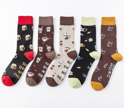 China Sports men's new spring letter colorful fashionable beverage series patterned personality cotton wholesale socks for sale