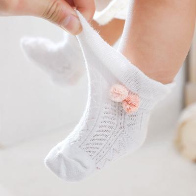 China Antibacterial Soft Cute Breathable Candy Color Nets Ball Cotton Summer Spring Newborn Baby Socks for sale