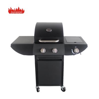 China Easily Assembled Hot Selling Locked Wheel 4 Gas Burner with Grill with Side Burner Side Shelves for sale