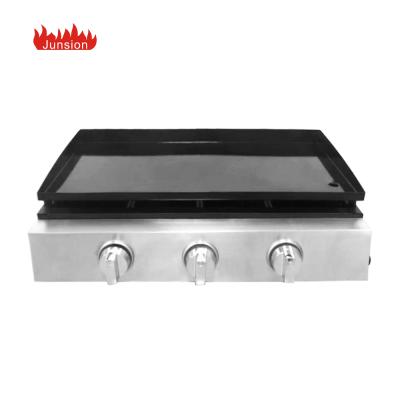 China Easily Assembled Stainless Steel Flat Pan Teppanyaki Barbecue Griddle 3 Burner Propane Table Top BBQ Gas Indoor Portable Grill For Home for sale