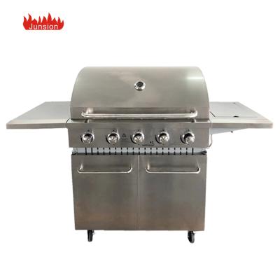 China Easily Assembled 5 x 11000 Btu Burner Natural Gas Main Grill On Cart Cooking Built-In Rotisserie In Stainless for sale