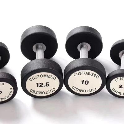 China UG Commercial Fitness Use Free Weight Customized Logo Round Rubber Dumbbell for sale