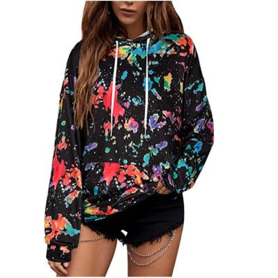 China New Breathable European Amazon Wish Women's Link Dye Hoodie Street Sweatshirt Long Sleeve Personality Top for sale