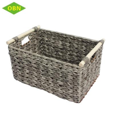 China Sustainable High Quality Healthy Clothes Storage Baskets With Wooden Handles Picnic Basket for sale