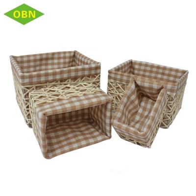 China Sustainable Beautiful Multifunctional Fabric Lined Brown Home Portable Paper Storage Baskets for sale