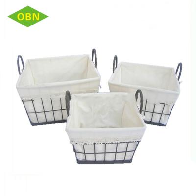 China Sustainable Wholesale Metal Iron Made Wire Basket With Fabric Lining for sale