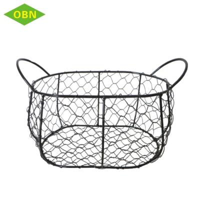 China Sustainable Handmade Customized Metal Wire Mesh Stacking Storage Basket For Food for sale