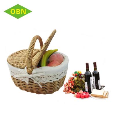 China Cheap Wholesale Porcelain Wicker Empty Picnic Baskets With Handle And Lids for sale