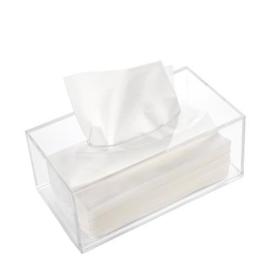 China CLASSIC Customized Restaurant Modern Office Rectangular Clear Acrylic Tissue Box Cover for sale