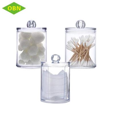 China Viable Clear Acrylic Makeup Pads Container Organizer Holder with Lid Storage for Cotton Balls, Swabs, Q-Tips for sale