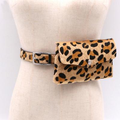 China Water Proof Guangzhou Factory Leopard Print Fur Leather Fashion Belt Women's Bag for sale