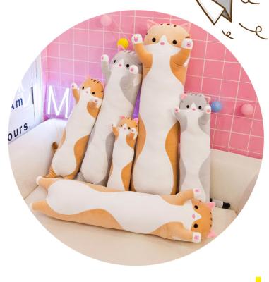 China Long Cat Sofa Plush Toy Stuffed Sleeping Artifact Cute Cat Pillow for sale