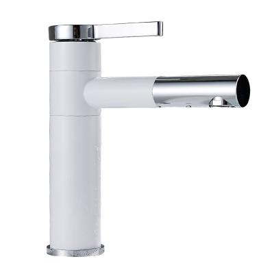 China Modern White Sense Faucets Stainless Steel Basin Faucet Sink Faucet 360 Swivel Spout Basin Faucet for sale