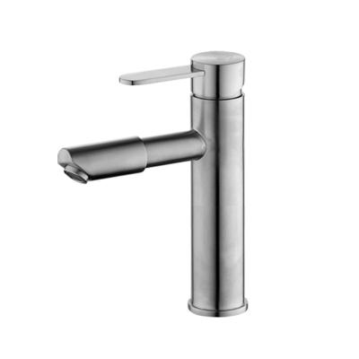 China Sense Faucets Single Handle Faucet Round Brushed 304 Stainless Steel Hot And Cold Mixer Bathroom Basin Faucets for sale