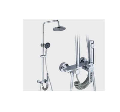 China Contemporary High Quality Single Lever Exposed Shower Set Rain Shower Bathroom Faucet With Slide Bath Rod for sale