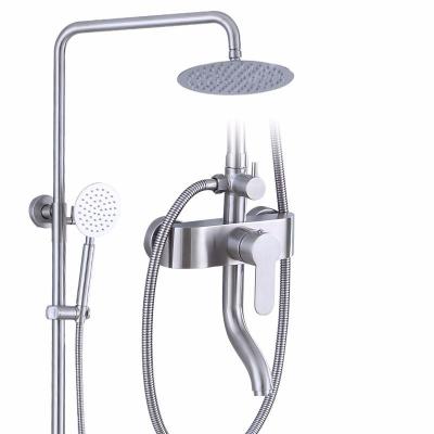 China Contemporary Wall Mounted Bathroom Sink Stainless Steel Tub Shower Faucet Mixer Basin Sprinkler Shower Set for sale