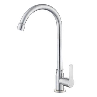 China 304 Stainless Steel Modern Kitchen Single Cold Water Faucet and Basin Faucet for sale