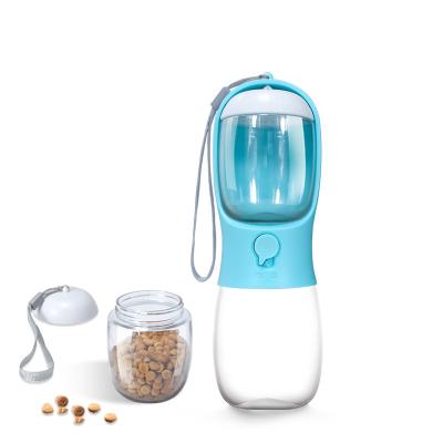 China Sustainable Factory Cute Portable 2 in 1 Plastic Dog Cat Feeder Water Food Dispenser Pet Travel Portable Feeding Bottle for sale