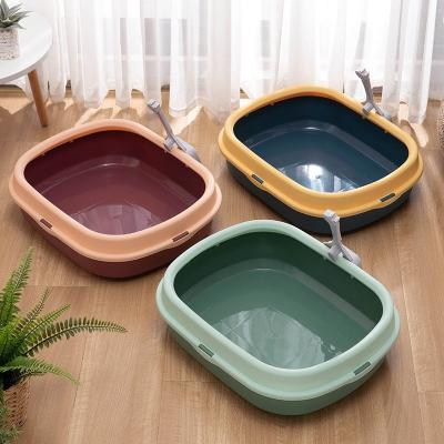 China Popular Luxury Cat Products Automatic Plastic Litter Tray Large Space Cat Toilet Semi-closed Cat Litter Box for sale