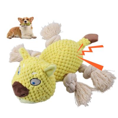 China Stocked Manufacturer Wholesale Custom Yellow Plush Large Dog Chew Toy Interactive Dog Teething Cleaning Toys With Squeaker for sale