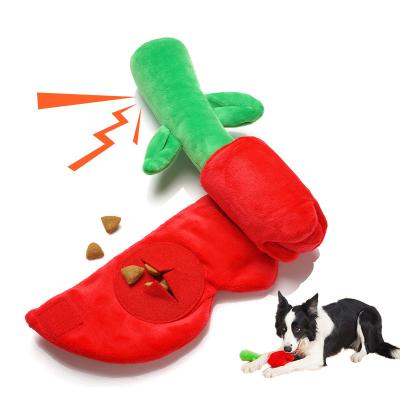 China Stocked Wholesale Custom Red Rose Luxury Plush Squeaky Toy Dog Enrichment Puzzle Food Treat Dispenser Interactive Toys For Large Dogs for sale