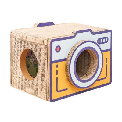 China Sustainable wholesale pet bite resistant cat grind claws toy corrugated paper material kitten house cat scratcher board with cat condo for sale