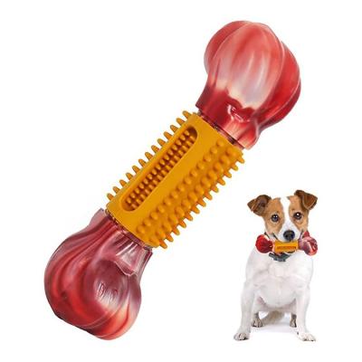 China Stocked Wholesale Hot Sale Durable Bone Shape Rubber Teeth Cleaning Toy Durable Dog Chew Toothbrush Stick Toy For Large Breed for sale