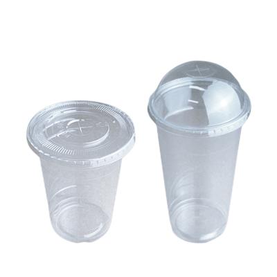 China PLA cold drink cups print with flat dome lid PLA disposable plastic cup for sale