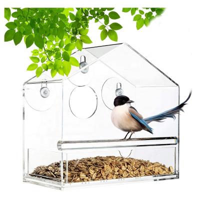 China Factory direct custom wall mount plexiglass acrylic bird feeder window with birdcage for sale