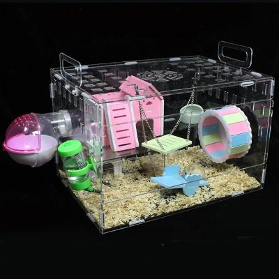 China Hot Selling Viable Transparent Pet Display Custom Acrylic Hamster House Cage for sale