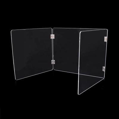 China Eco-friendly high quality custom transparent acrylic foldable table shield school desk sneeze guard for sale