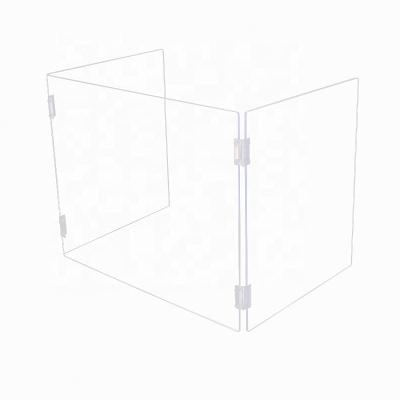 China Eco-Friendly Foldable Metal Hinged Clear Acrylic Sneeze Guard For Desktop Protective Shield Screen for sale