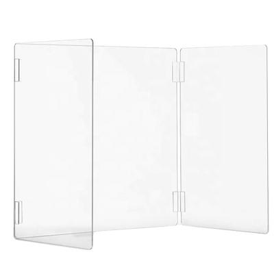 China Eco-friendly Transparent Sneeze Guard Foldable Desk Student Divider Separator Shield Screen For School for sale