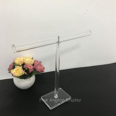 China High Quality Wholesale Clear 26cm Acrylic Countertop T-Bar Jewelry Watch Bracelet Display Stand Necklace Holder 26cm H for sale