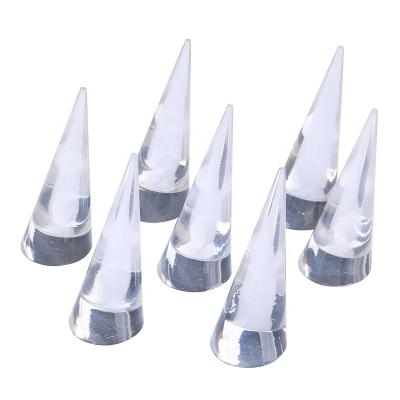 China Eco-friendly High Quality Custom Clear Cone Shape Acrylic Jewelry Ring Display Stand for sale