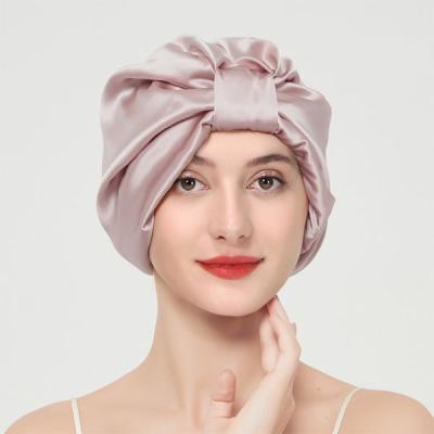 China China factory eco-friendly wholesale double layer pure silk sleep hat 100% pure rose mulberry silk hoods for sleep for sale