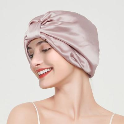 China 100% custom made turban 22mm logo mulberry silk hair hood wholesale eco-friendly for sleeping with gift box for sale