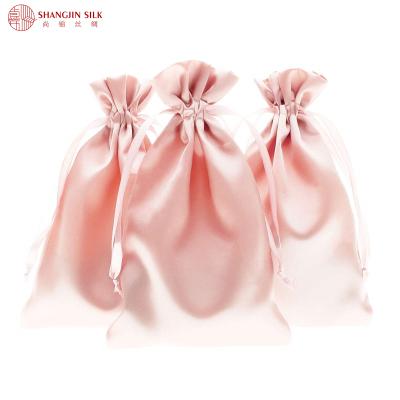 China Wholesale Natural Eco-friendly Fashionable Custom Drawstring Silk Package Bags For Hair Extension Package for sale