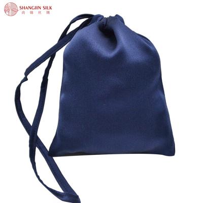 China Factory wholesale custom logo natural eco-friendly printed small silk drawstring bags for hair and jewelry for sale