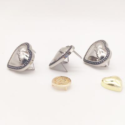 China Handbag Accessories Shape Decorative Studs Embossed Heart Shape Rivets For Garemt Bags Decoration for sale