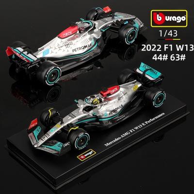 China Mercedes-AMG F1 W13 #44 Hamilton #63 Russell Alloy Luxury Vehicle Diecast Model Cars 1:43 Base+Dust Cover+Driver Bburago Model Toy Latest Formula One 2022 for sale