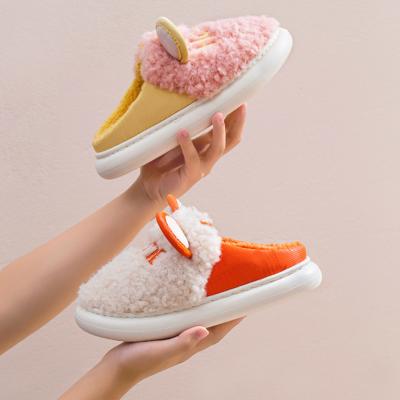 China Hot Selling Thick-soled Slippers Anti-skid Plush Autumn and Winter Couples Cute Non-slip Home Warm Slippers for sale