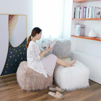 China Long Pile Solid Color Faux Fur Footstool (Other) Adjustable Warm Style for sale