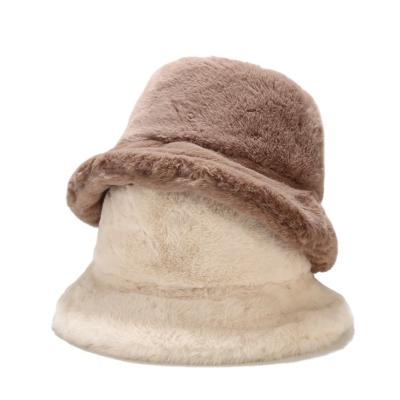 China COMMON Faux Fur Winter Hats For Women Scare Print Bucket Hat Panama Fisherman Hat for sale