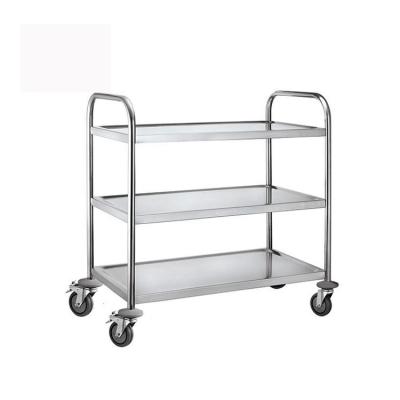 China 3 Tier Stainless Steel Cart Hotel Restaurant Kitchen Delivery Dining Mobile Serving Food Carts OEM for sale